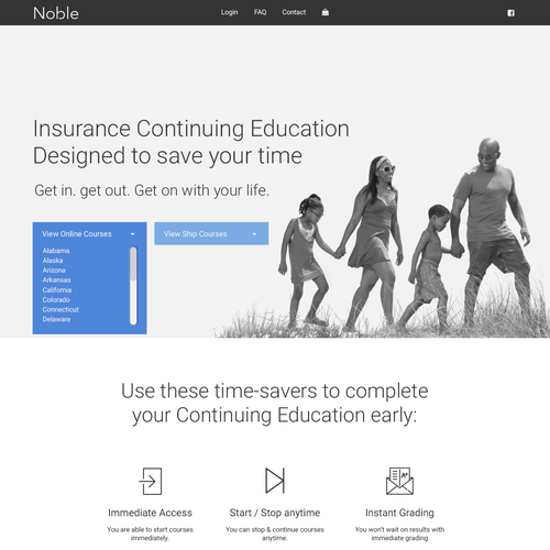 Insurance website with the title 'Continued Education Book Store '