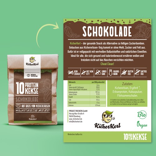 Biscuit packaging with the title 'KicherKerl packaging'