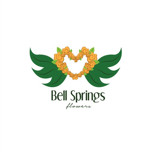 Flower shop logo with the title 'Logo design for Bell Springs Flower.'