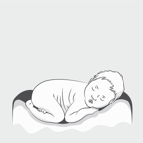 Monochrome illustration with the title 'Monochrome Baby Illustration'