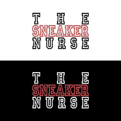 Black and red logo with the title 'project logo The sneaker nurse'