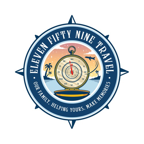 Vacation logo with the title 'Eleven Fifty Nine Travel'