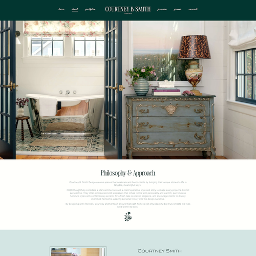 Design with the title 'Courtney B. Smith Optimization + Customization'