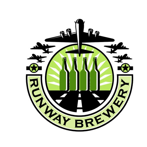 Airplane logo with the title 'Runway Brewery'