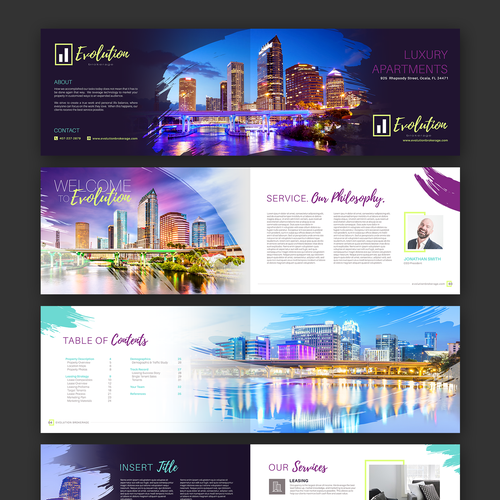 Brush stroke design with the title 'Evolution Brokerage'