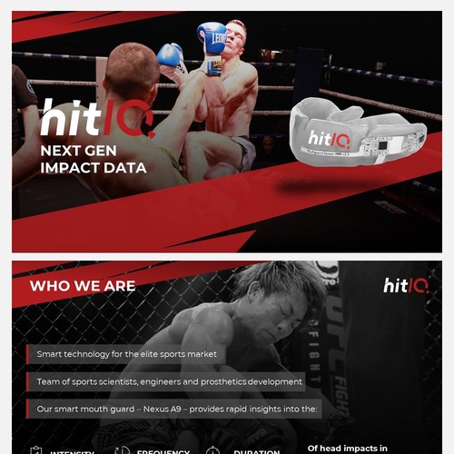 Mixed martial arts design with the title 'Powerpoint Template for hitIQ'