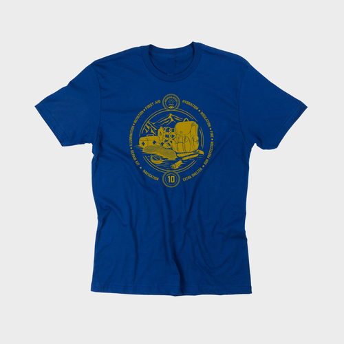 Hiking t-shirt with the title '10 essentials tshirt'