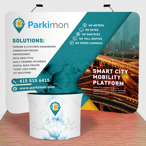 Backdrop design with the title 'Parkimon Backdrop Parking Management'