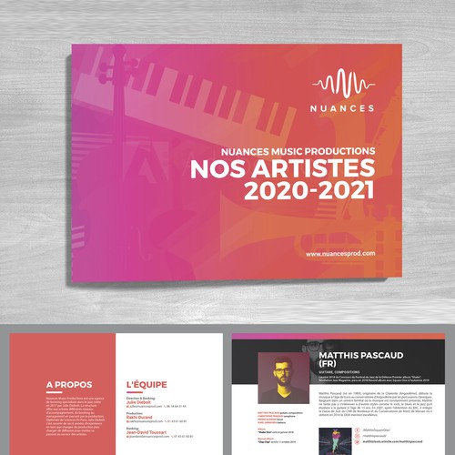 Editorial design with the title 'Nuances Music Productions is looking for appealing catalogue'