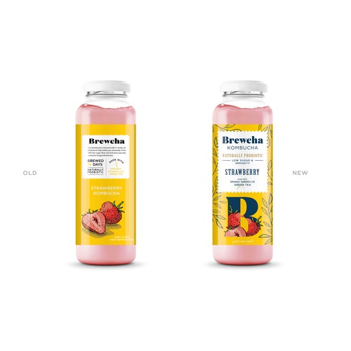 Beverage label with the title 'Kombucha label redesign'