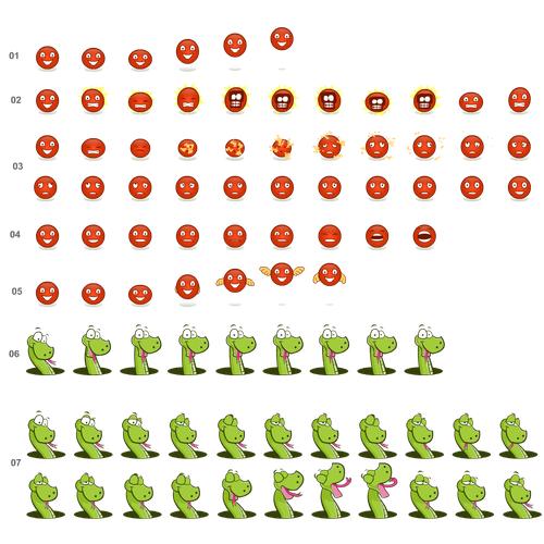 Animated illustration with the title 'Sprites for Laddersnake'