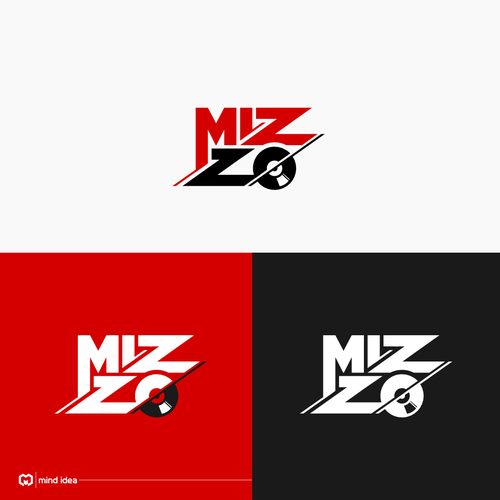 Vinyl record logo with the title 'Deep fry a logo and sprinkle it with powdered sugar for Mizzo'