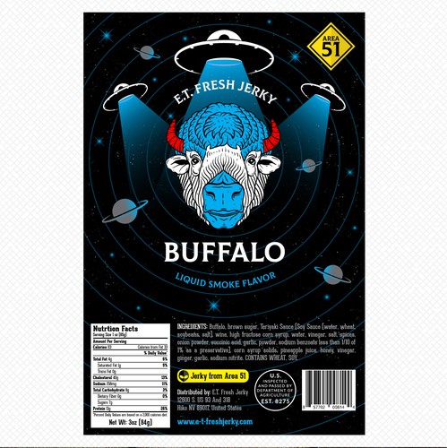 Buffalo design with the title 'Area 51 Jerky - FOR SALE!'