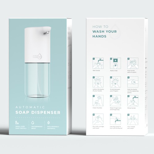 Icon packaging with the title 'Dispenser packaging design'