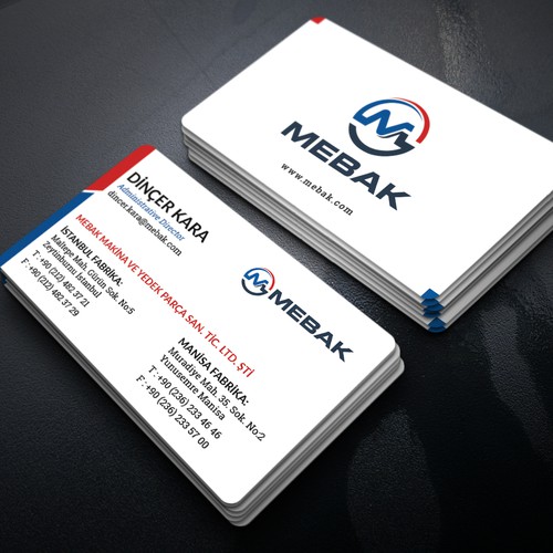 Name card design with the title 'Clean business card concept for MEBAK'