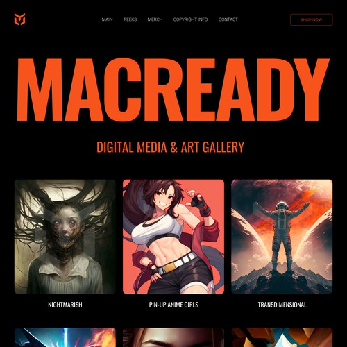 Anime design with the title 'Online store for art pieces created via Midjourney'