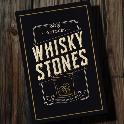 Whiskey packaging with the title 'Box design for Whiskey stones'