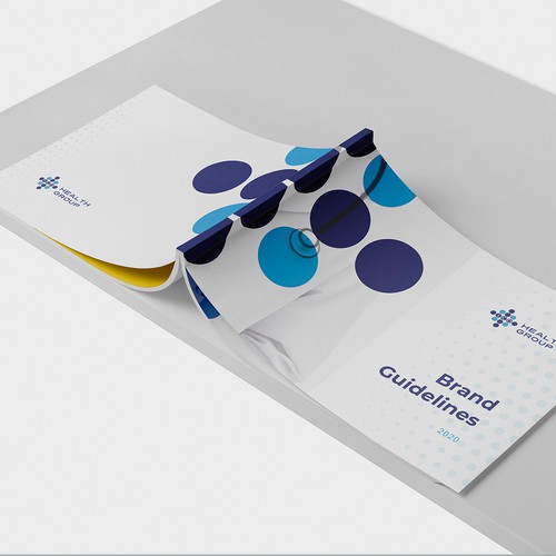 Strategic design with the title 'Brand Guide for Healthcare Brand'