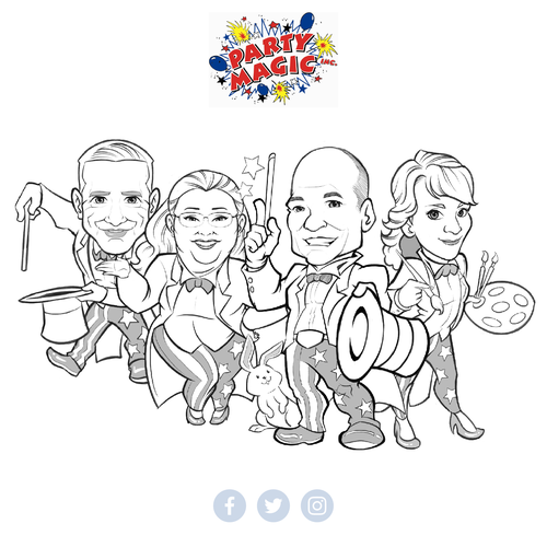 Avatar design with the title 'Party Magic Character Sketch'