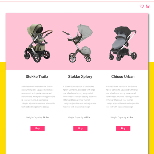Baby website with the title 'Category display page redesign (shopify)'