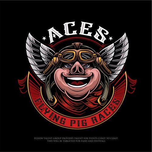 Pilot logo with the title 'Aces Flying Pig Races Logo Design'