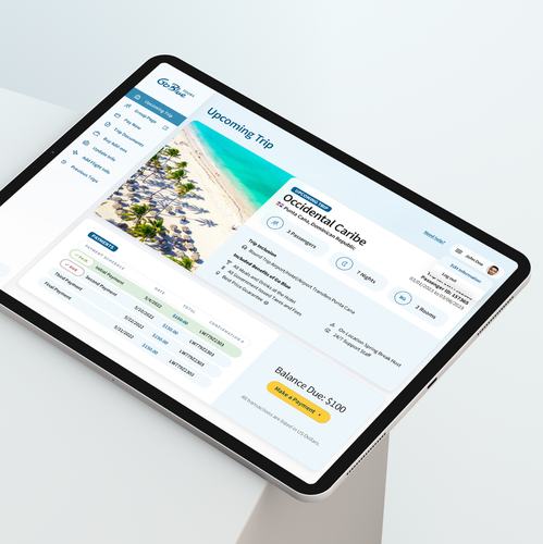 Dashboard design with the title 'GoBlueTours Dashboard'