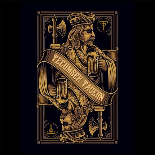 Playing card design with the title 'Tecumseh Tavern Logo Design'
