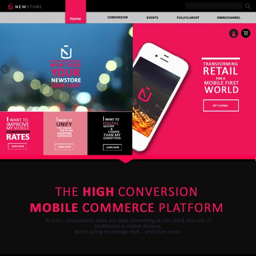 Black website with the title 'Web Design - Newstore'