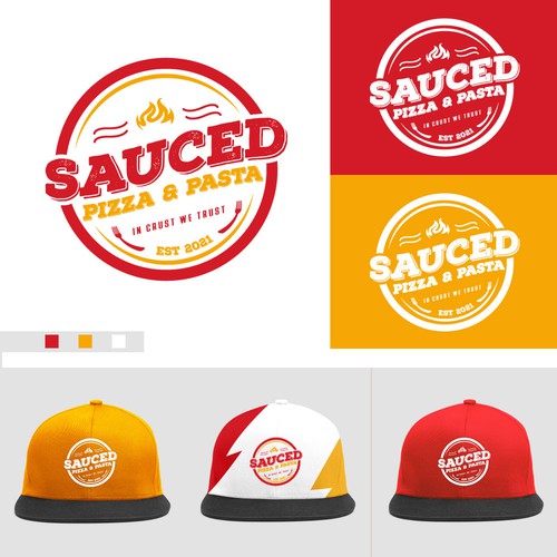 Pasta design with the title 'Sauced Pizza & Pasta'