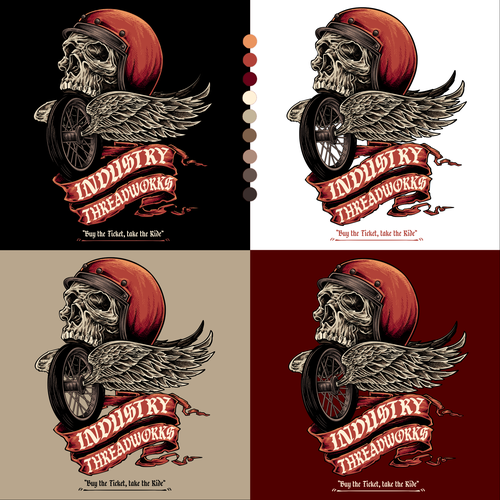 Motorcycle club design with the title 'Industry Threadworks'