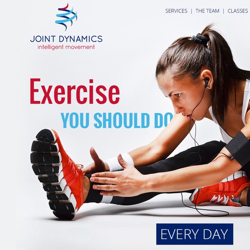 Fitness website with the title 'Funky, D ynamic & Creative Fitness Webdesign'