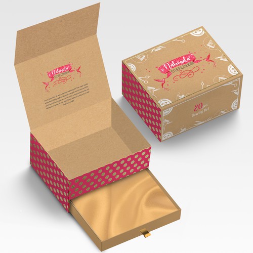 Pink packaging with the title 'Package and Logo design'