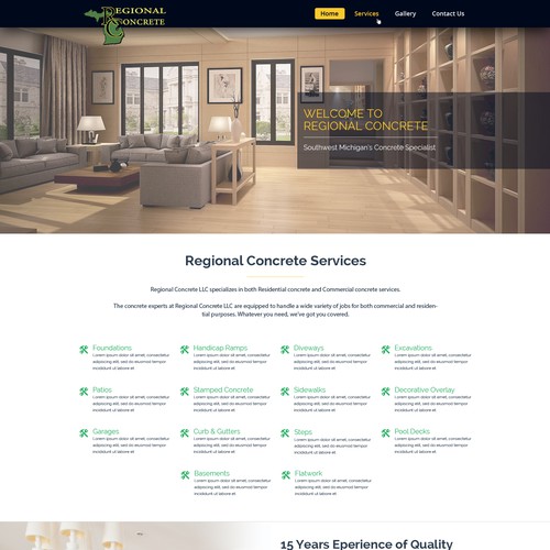 Home furnishing website with the title 'Website Design for construction company'
