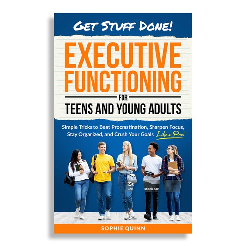 Teen book cover with the title 'Book Cover Design for Executive Functioning'