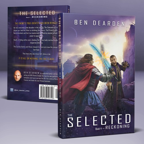 Space book cover with the title 'Book-cover design for a 4th novel in the "SELECTED" series'
