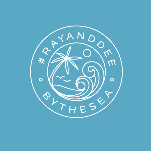 Beach logo with the title '#RayAndDeeByTheSea'