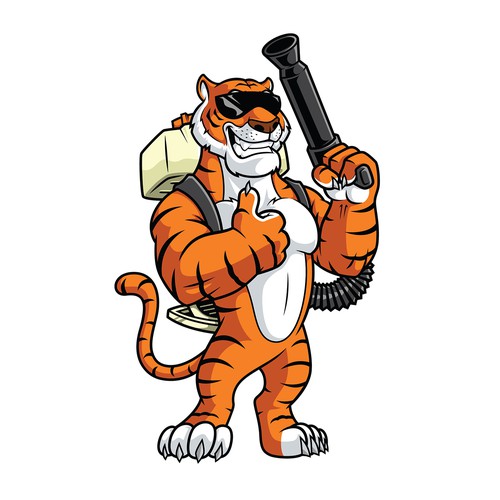Sketchbook logo with the title 'Tiger mascot logo for an outdoor pest and mosquito control company'