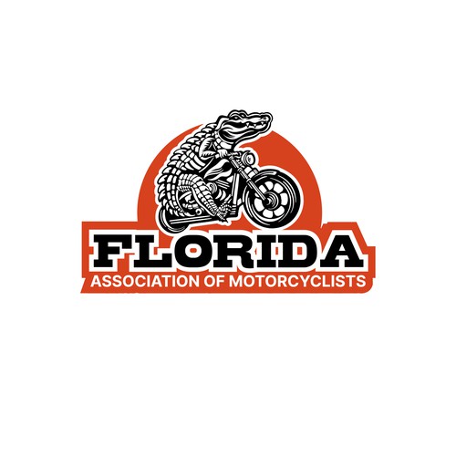 Crocodile logo with the title 'Florida Assosiation of motorcyclist'