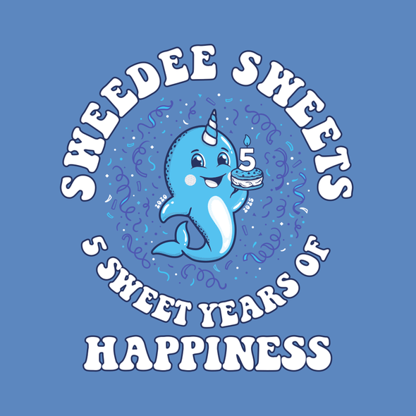 T-shirt with the title '5 Sweet Years of Happiness'