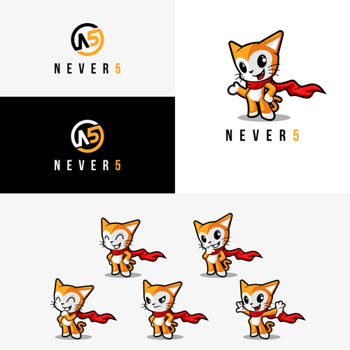 Mascot logo with the title 'never5'