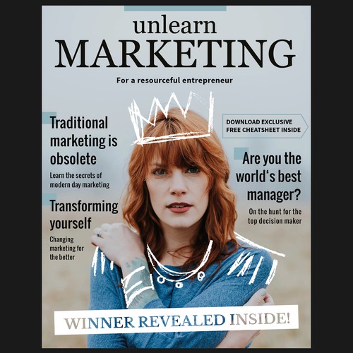 Alternative design with the title 'Magazine-Cover-Design for Unlearn Marketing'