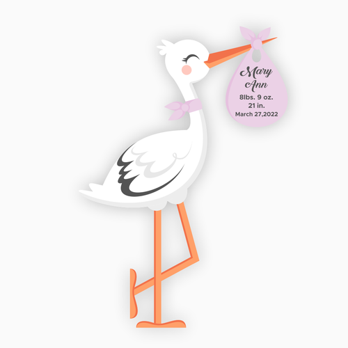 Baby illustration with the title ' stork sign'