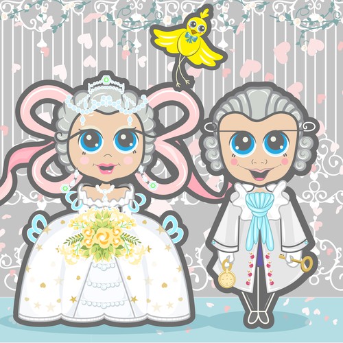 Bridal design with the title 'Kawaii style illustration based on client's concept'
