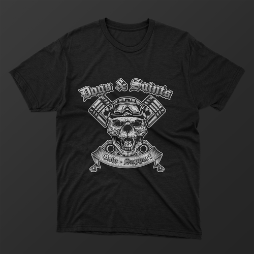 Biker t-shirt with the title 'Dog Skull Biker T Shirt Design'