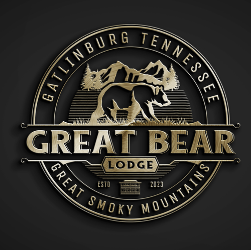 Cabin logo with the title 'Strong emblem logo for Great Bear Lodge'