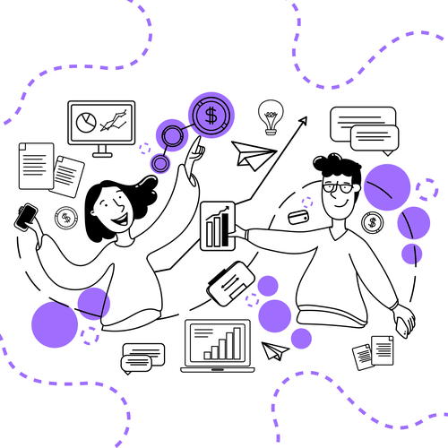 Data artwork with the title 'Fintech Sharpie Illustrations'