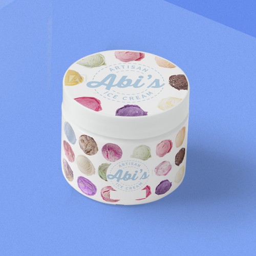 Ice cream label with the title 'Abi's Ice Cream Hand Made pot'