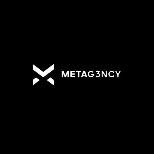 Meta logo with the title 'Design a modern Web3 (metaverse/NFT) agency logo'