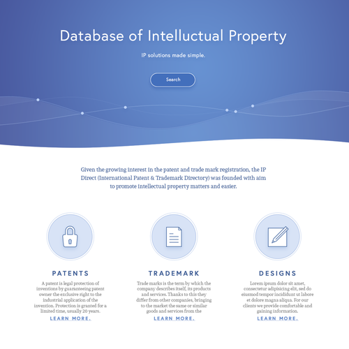 Icon website with the title 'Database of Intellectual Property - Web Design'