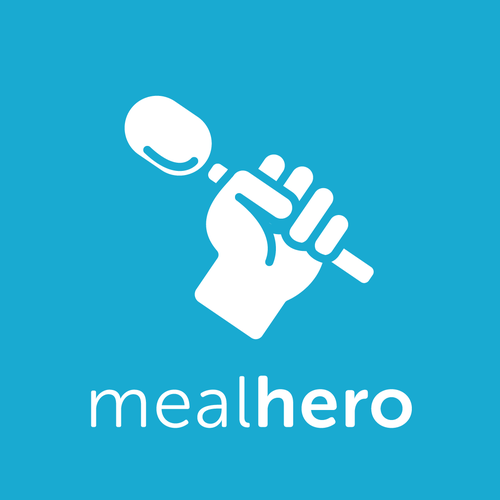 Black fist logo with the title 'Modern logo for food tech/delivery company 'Mealhero''